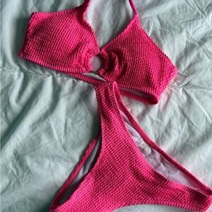 SHEIN Hot Pink Textured Bikini